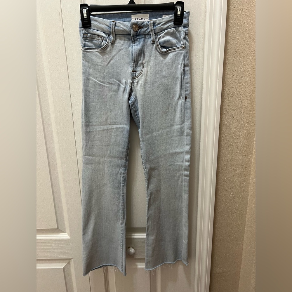 Frame Denim Light Blue Le Crop Mini Boot Jeans
